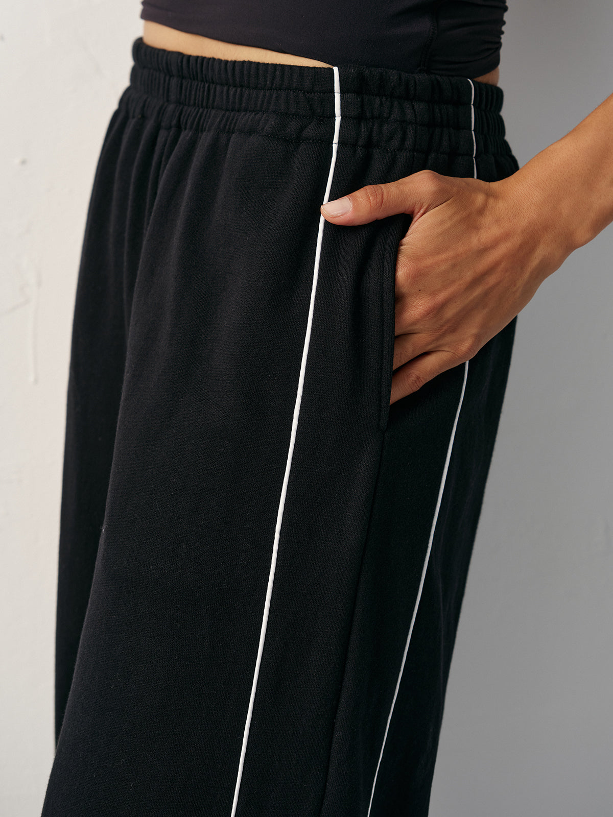 Cotton Blend Mid-Waist Side Stripe Sweatpants