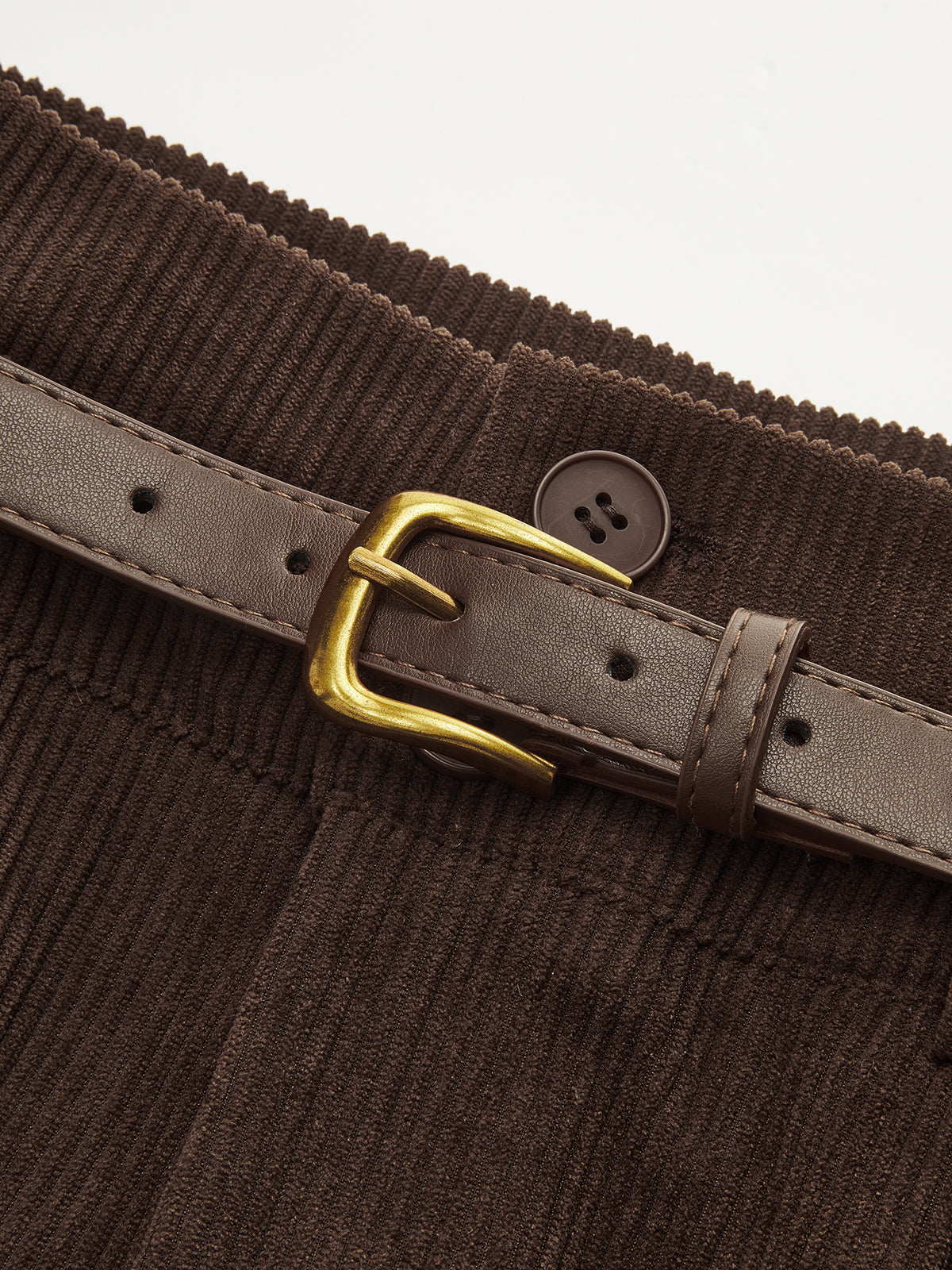 Belted Corduroy High-Waist Pants