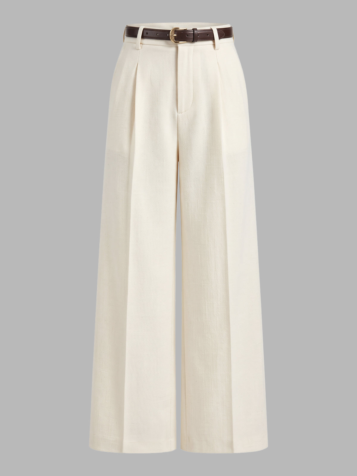 Tailored Pleated Belted Wide Leg Pants