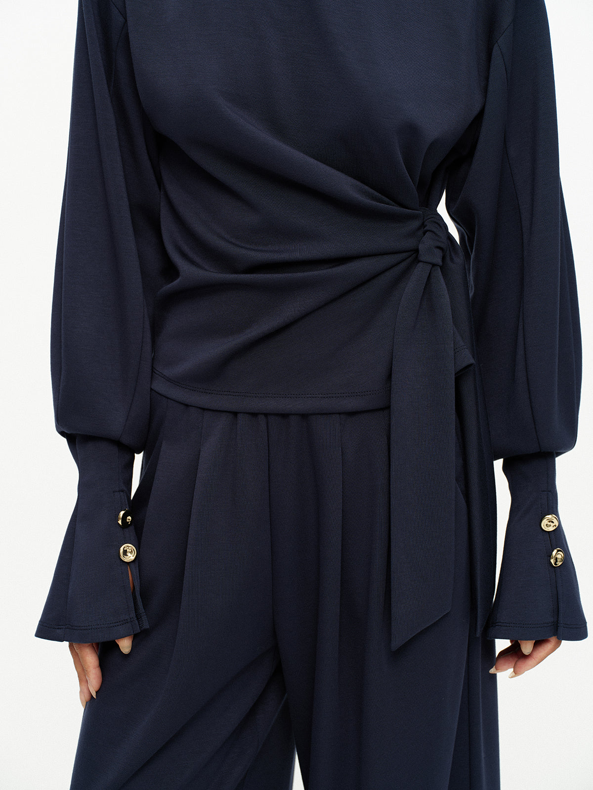 Side Tie Top & Wide Leg Pants Set