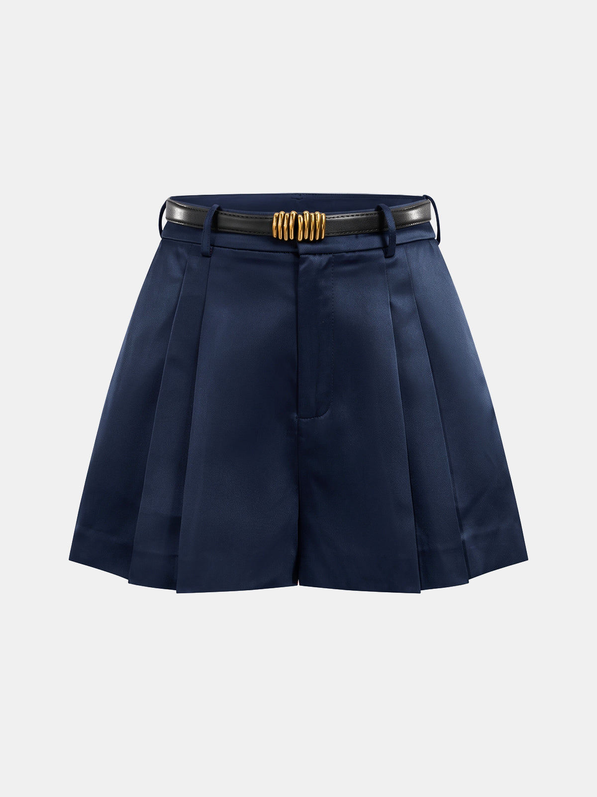 Belted Satin Pleated Skort