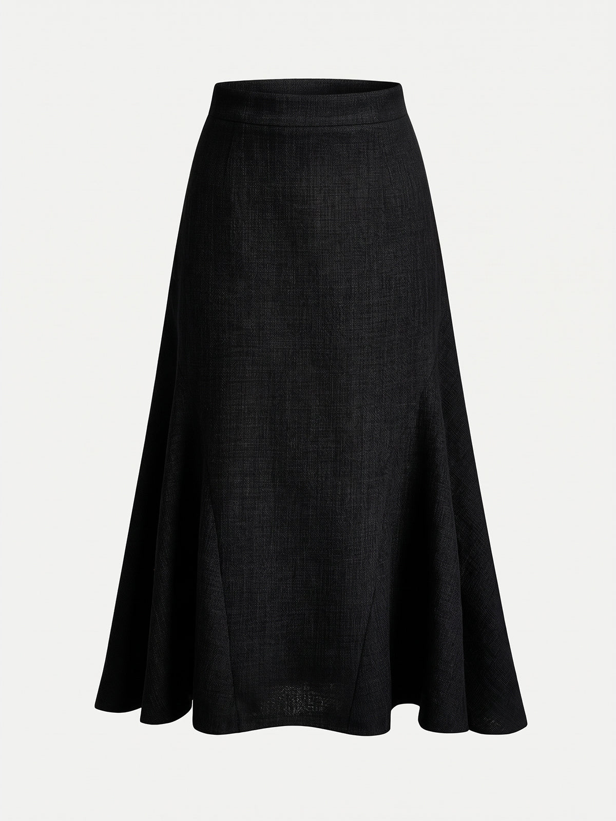 Tweed Mid Waist Flared Midi Skirt