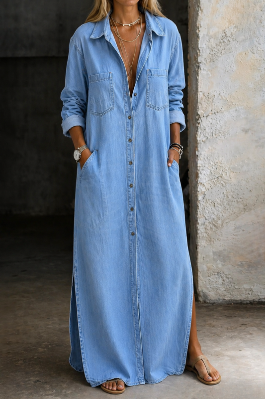 Elara Button Down Maxi Dress