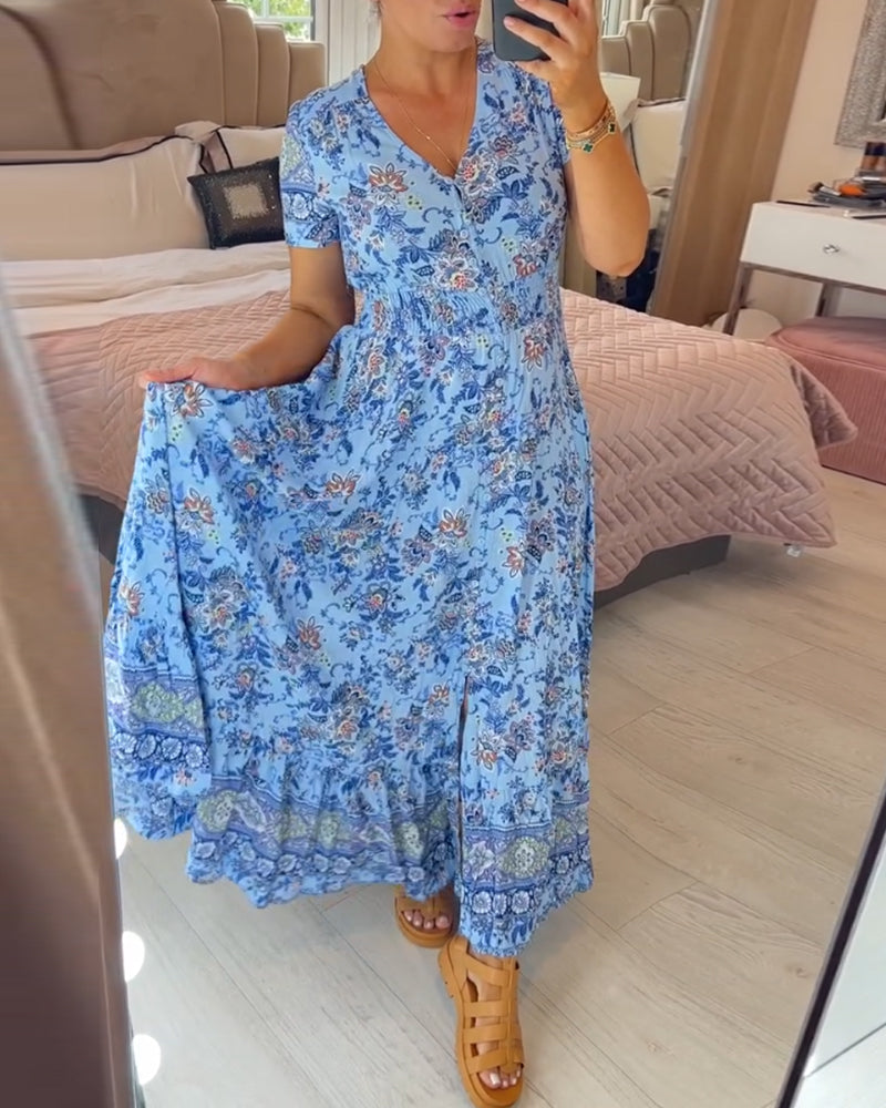 Amelira V-Neck Floral Dress