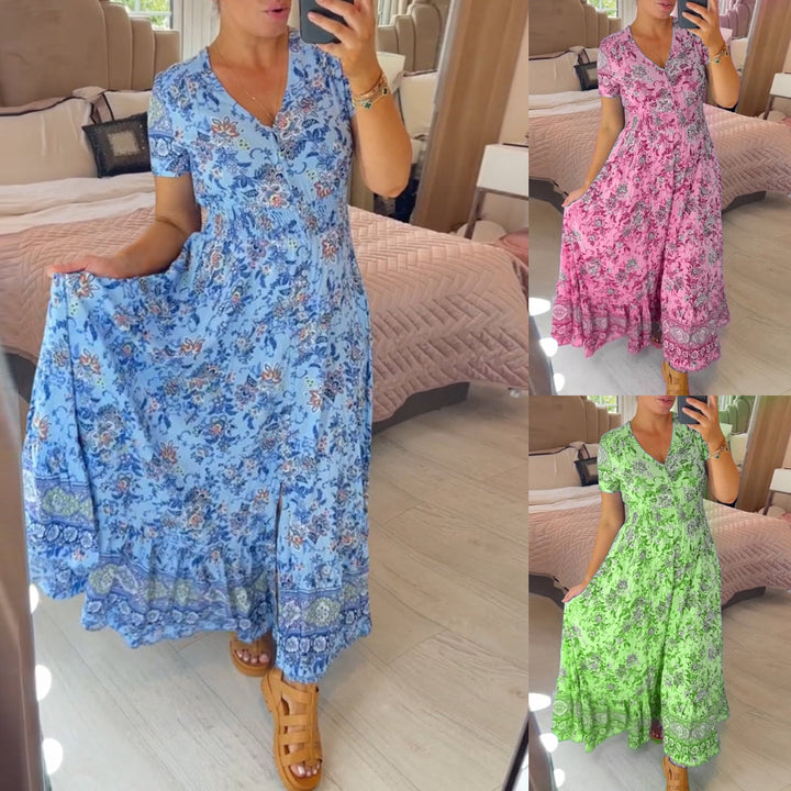 Amelira V-Neck Floral Dress