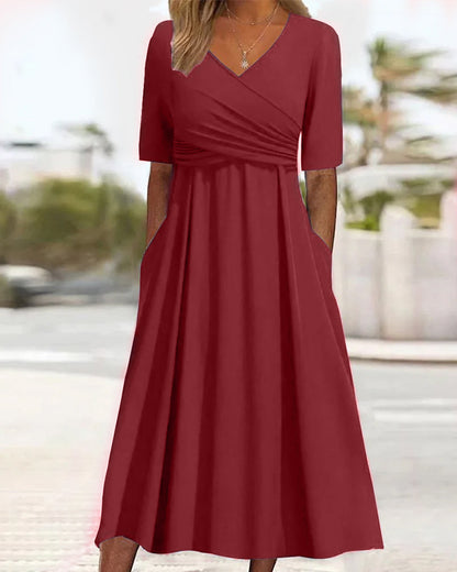 Pien - Crossover Dress With Short Sleeves.