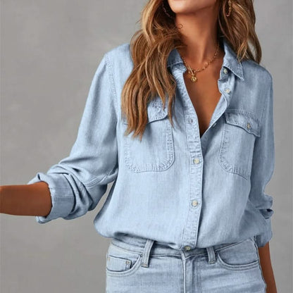 CELESTE BUTTON DENIM TOP
