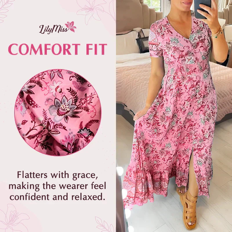 Amelira V-Neck Floral Dress