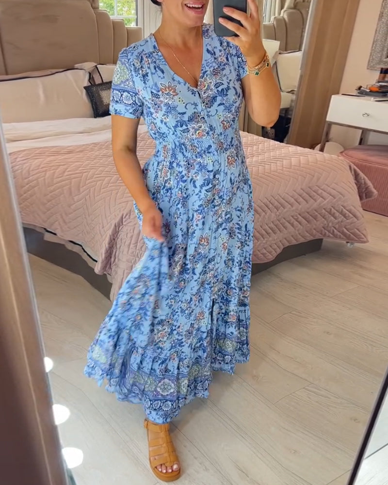 Amelira V-Neck Floral Dress