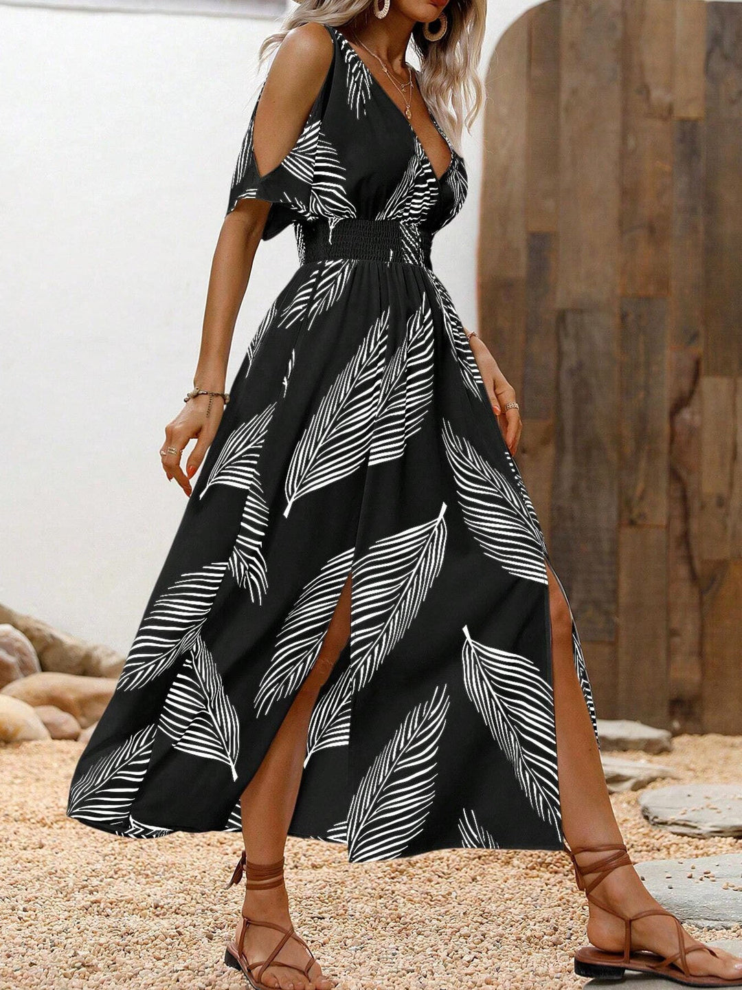 Elowira Off-Shoulder Cross Maxi Dress