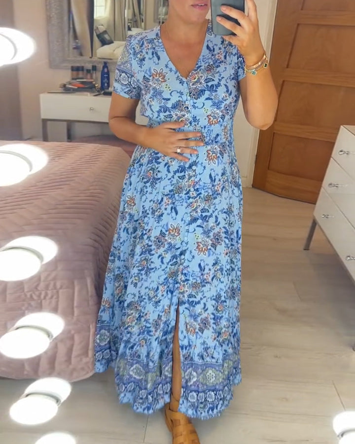 Amelira V-Neck Floral Dress