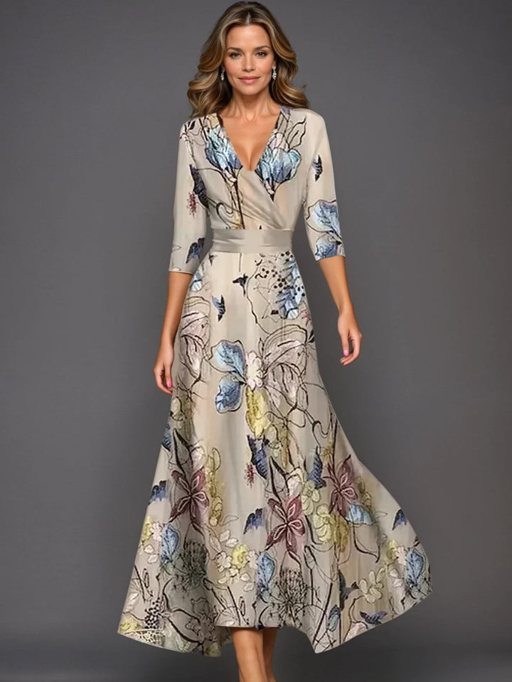 Amelira Floral V-Neck Maxi Dress