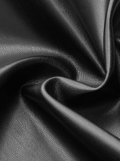 Faux Leather Slit Midi Skirt