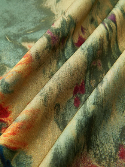 Printed Wrap-Tie Maxi Skirt