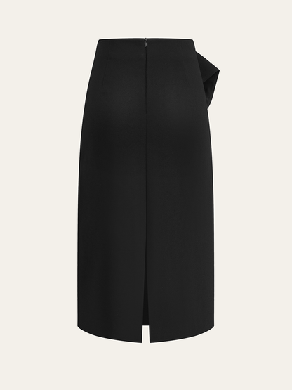 Metal Detail Asymmetric Midi Skirt