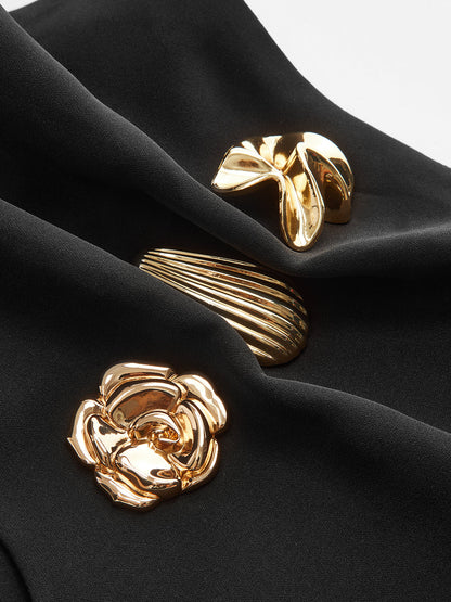 Metal Detail Asymmetric Midi Skirt