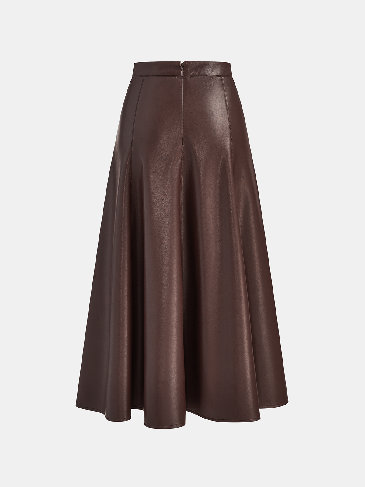 PU A-Line Mid-Waist Skirt