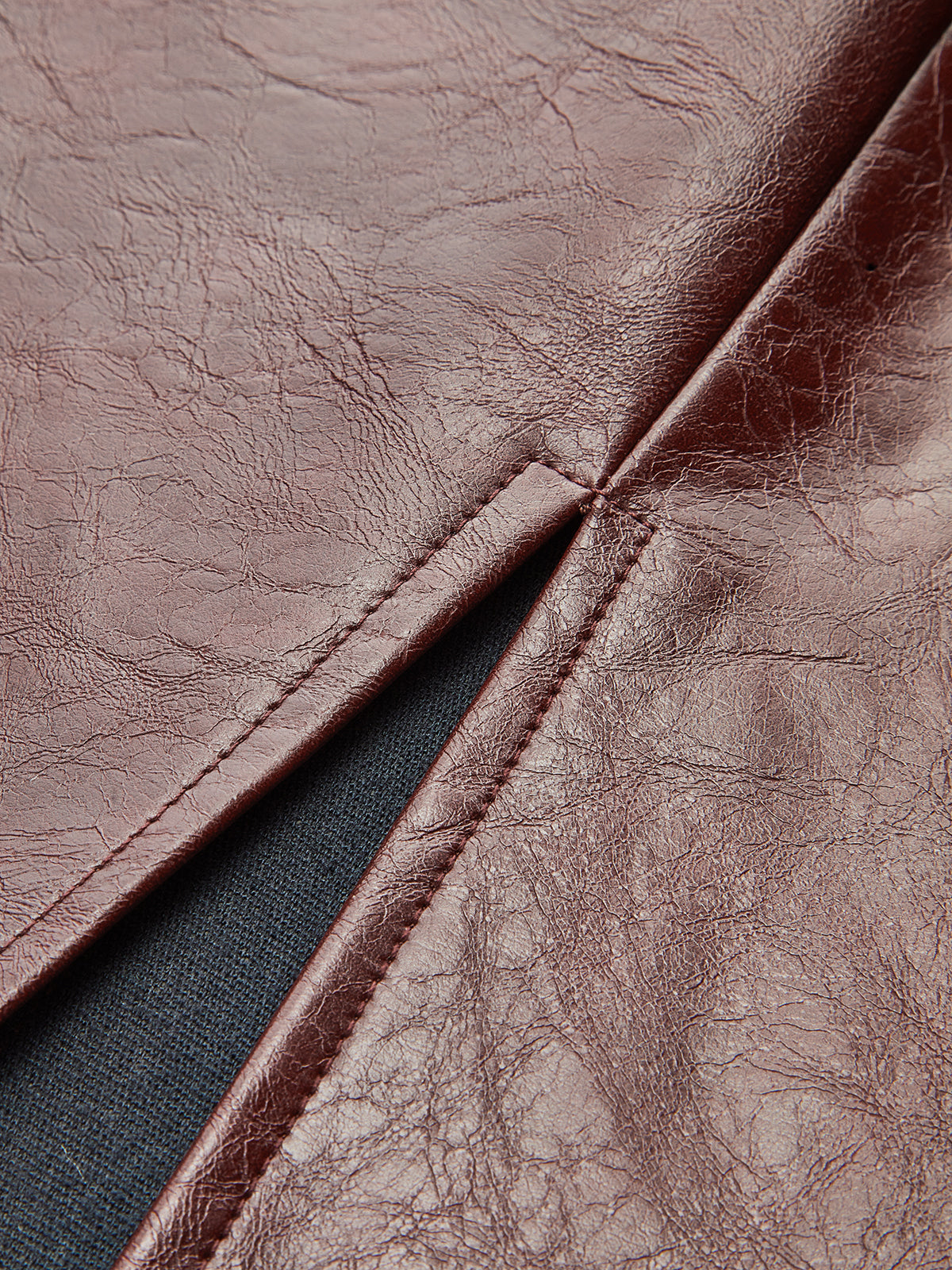 Knot Detail Slit Faux Leather Midi Skirt