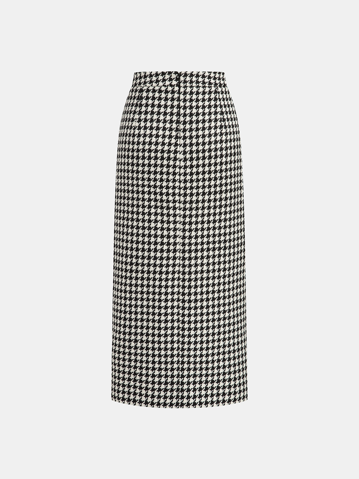 Houndstooth Tweed Slit Front Maxi Skirt