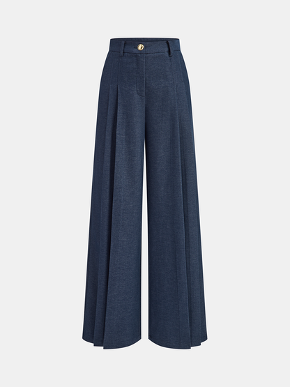 Upgraded | Mid-Waisted Pleated Wide-Leg Pants