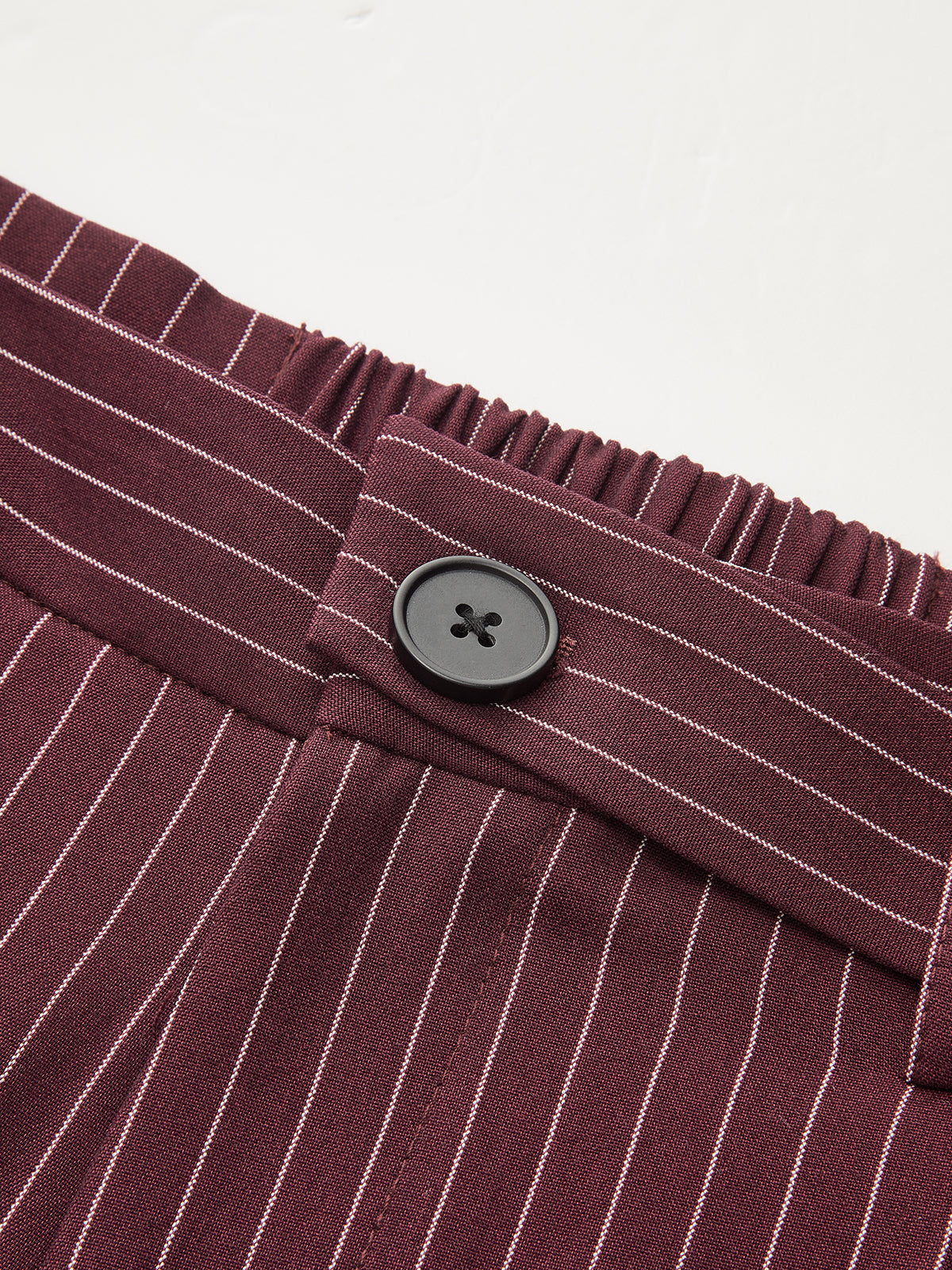 Asymmetric Waistband Pinstripe Wide-Leg Pants