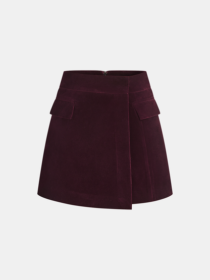 Corduroy Asymmetric Mini Skirt