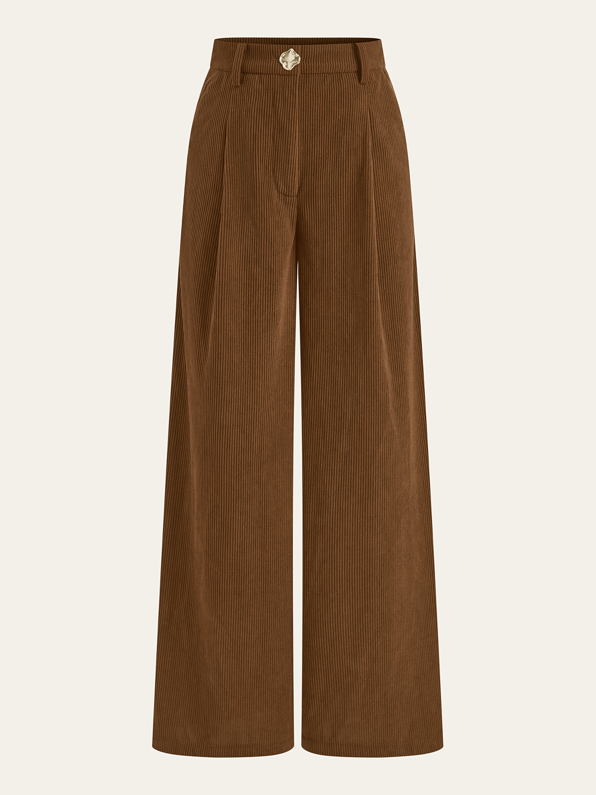 Corduroy Wide-Leg Pleated Pants