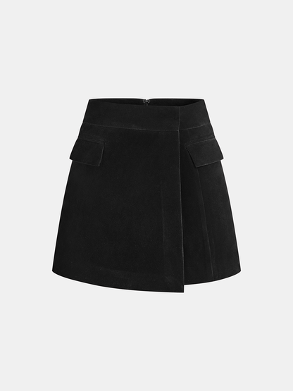 Corduroy Asymmetric Mini Skirt
