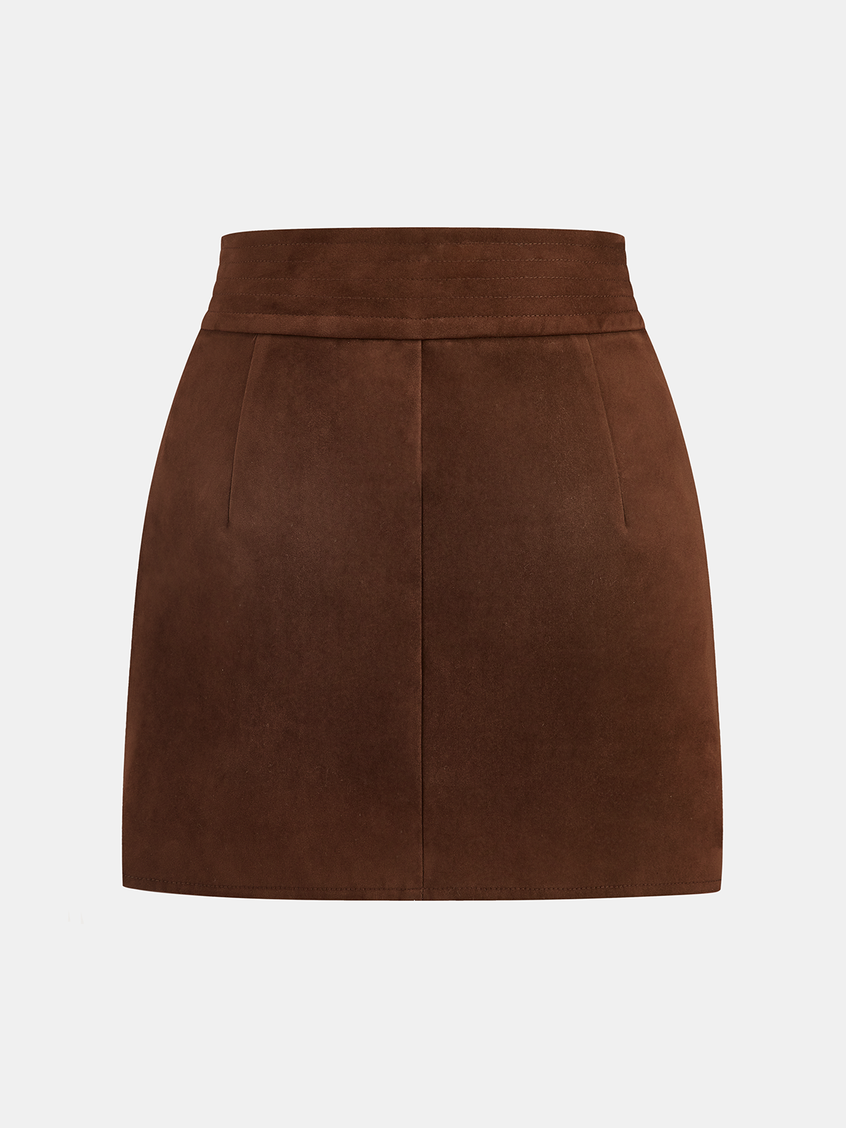 Asymmetric Pleated Suede Effect Mini Skirt