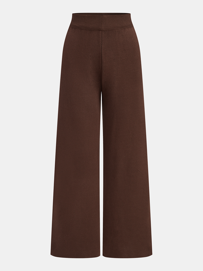 Three-Piece Knit Turtleneck Top Cardigan Pants Set