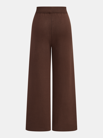 Three-Piece Knit Turtleneck Top Cardigan Pants Set