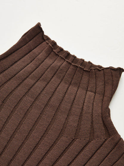 Three-Piece Knit Turtleneck Top Cardigan Pants Set