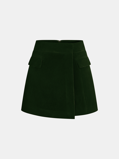 Corduroy Asymmetric Mini Skirt
