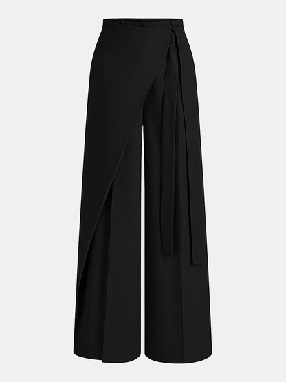 Asymmetric Wrap Wide-Leg Pants