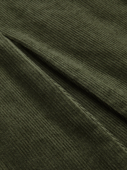 Pleated Corduroy Midi Skirt