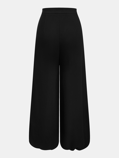 Asymmetric Overlay Balloon Wide-Leg Pants