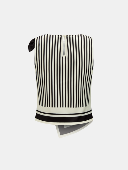 Tie Shoulder Striped Top & Wide Leg Pants Set