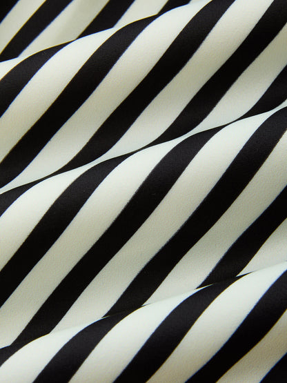 Tie Shoulder Striped Top & Wide Leg Pants Set