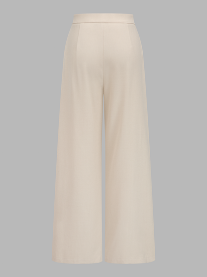 V-neck button-front cropped fitted vest and wide-leg trousers set