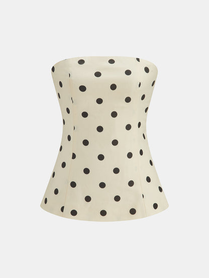 Polka Dot Strapless Top & Pants Set