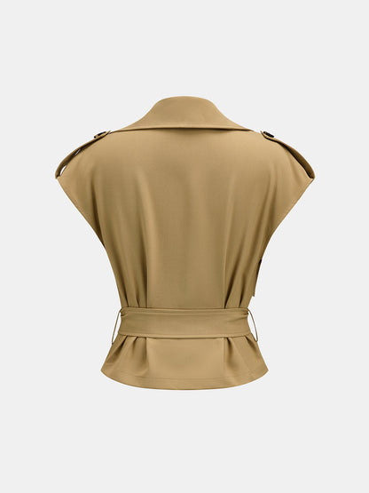 Trench Belted Blouse & Pleated Pants Set