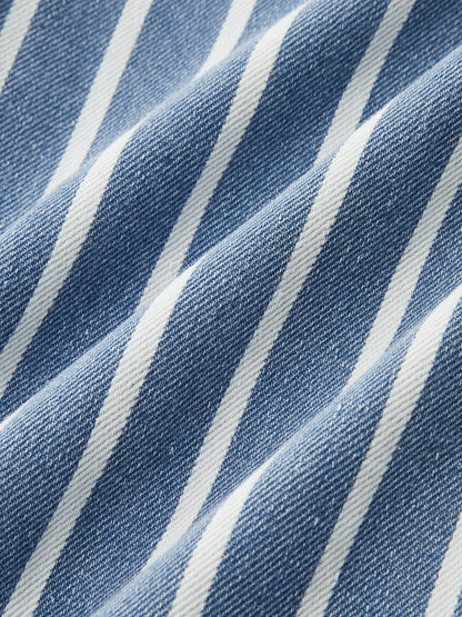 Striped Straight-Leg Denim Pants