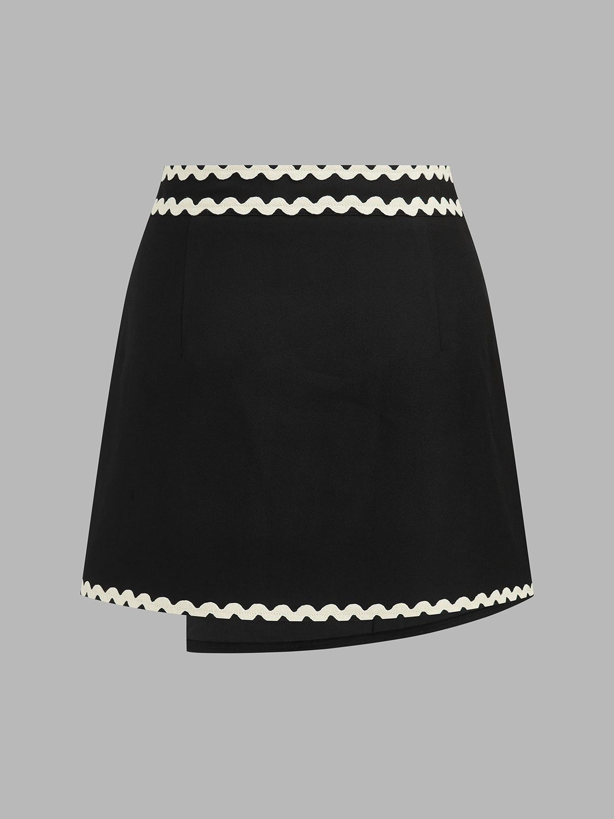 Wavy Trim Wrap Mini Skirt