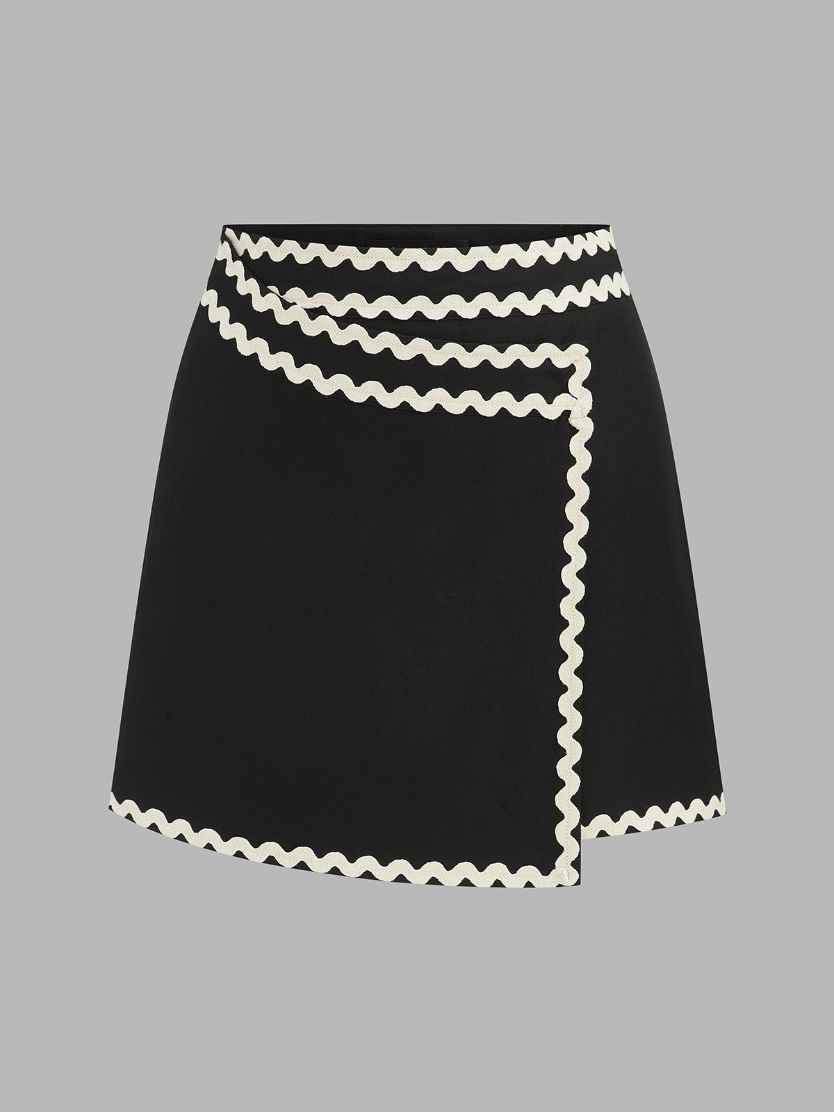 Wavy Trim Wrap Mini Skirt