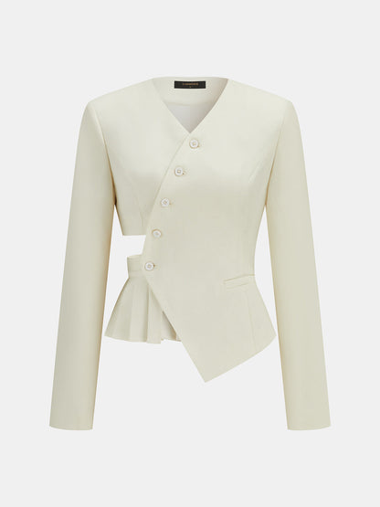Asymmetric Cut‑Out Peplum Blazer & Pants Set