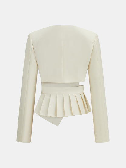 Asymmetric Cut‑Out Peplum Blazer & Pants Set