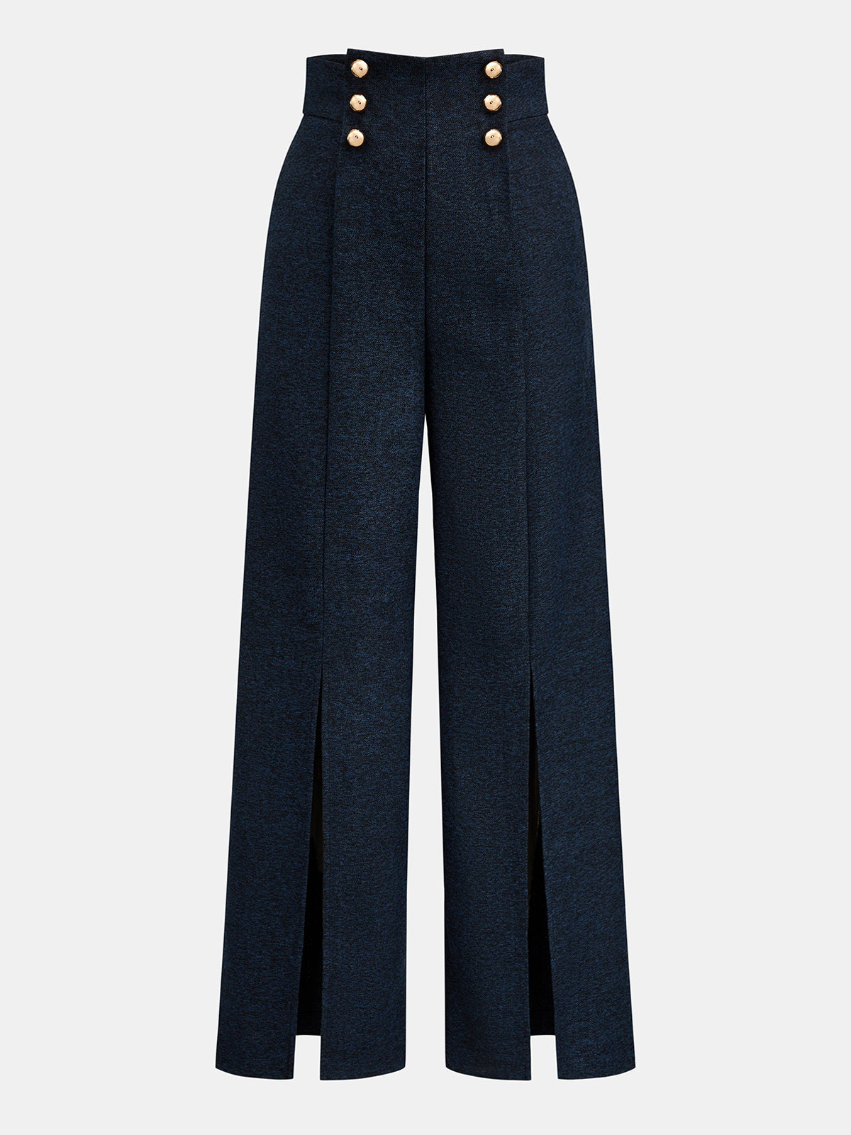Double‑Row Front‑Slit Wide‑Leg Pants