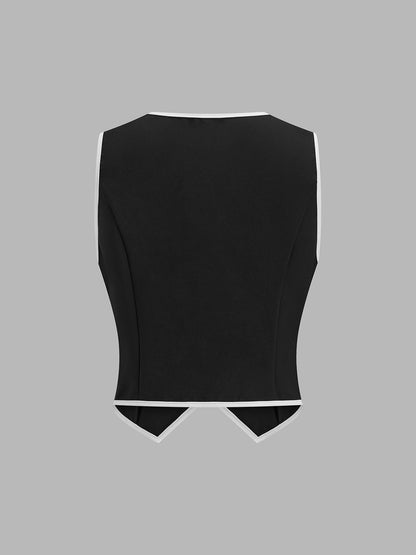 Contrast Piping Two Piece Pants Set