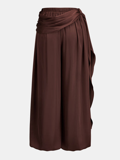 Draped Sash Elastic Waist Balloon Pants