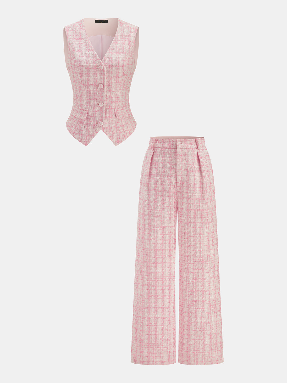Textured Check Two Piece Pants Set